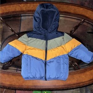 18m Swiss Tech Puffer Jacket Baby Toddler Stripes Hooded Winter Coat Ski Snow